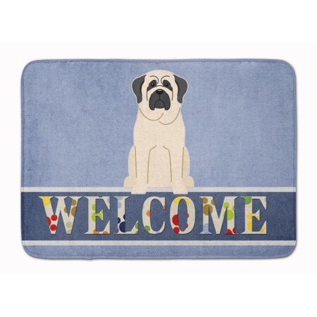 Carolines Treasures Mastiff White Welcome Machine Washable Memory Foam Mat BB5598RUG